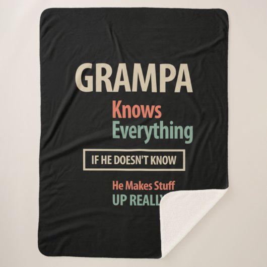 Grampa weet alles | Grootvader Gift Sherpa Deken (Voorkant)