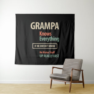 Grampa weet alles Grootvader Gift Wandkleed