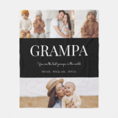 Grampa zwart-wit moden typografie 4 foto fleece deken (Voorkant)