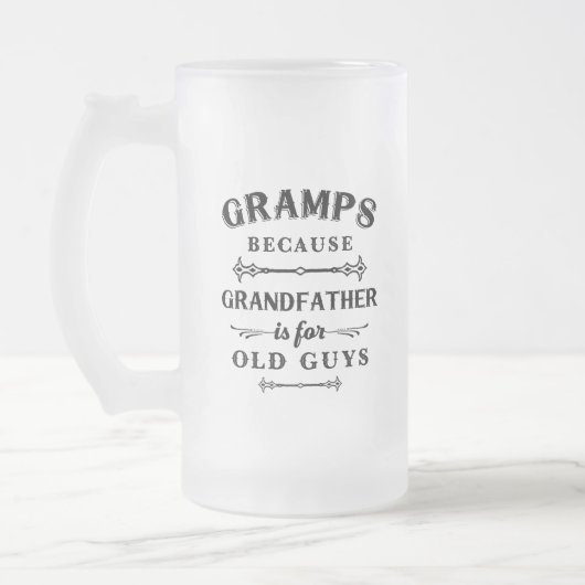 Grampen | Funny Grandfather is voor oude jongens Matglas Bierpul (Links)