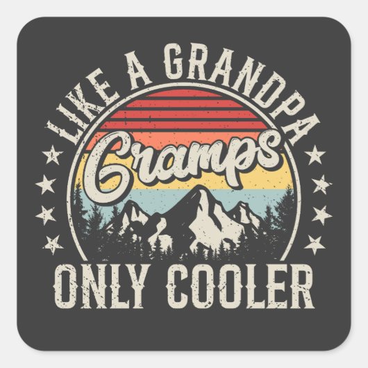 Gramps als een Opa Only Cooler Retro Vierkante Sticker (Voorkant)