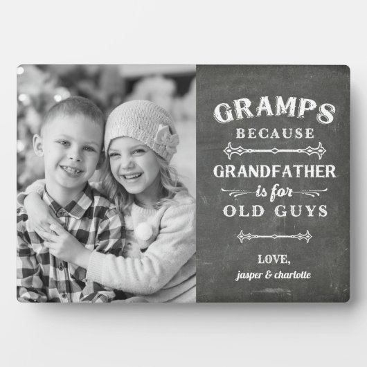 Gramps Grandfather Vaderdag Kinder Foto Fotoplaat (voorkant)