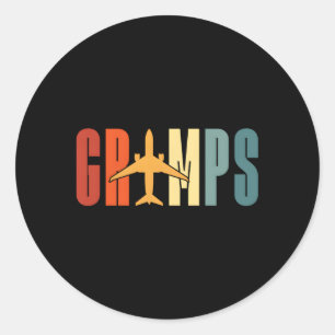 Gramps Grimps Aviator Vliegtuig Vliegtuig Pilot Gr Ronde Sticker