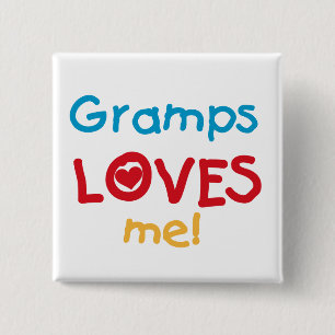 Gramps Loves Me T-shirts en geschenken Vierkante Button 5,1 Cm