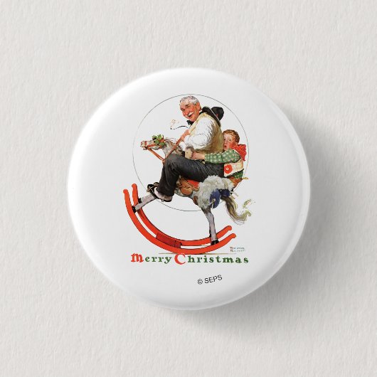 Gramps op Rocking Horse Ronde Button 3,2 Cm (Voorkant)