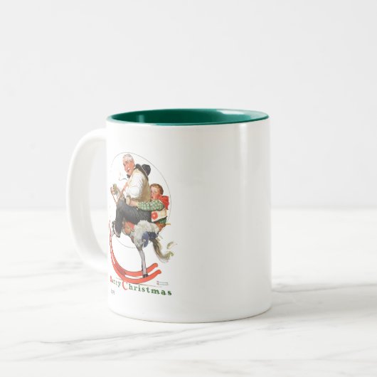 Gramps op Rocking Horse Tweekleurige Koffiemok (Voorkant links)