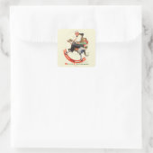 Gramps op Rocking Horse Vierkante Sticker (Tas)