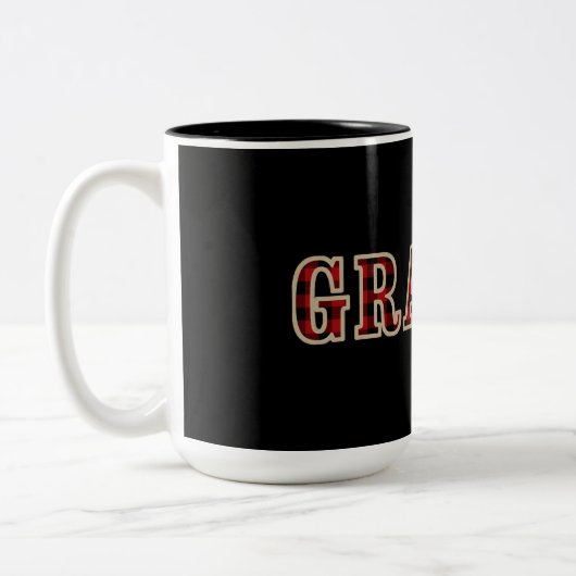 GRAMPS Rustige Red Black Buffalo Checker Squares Tweekleurige Koffiemok (Links)