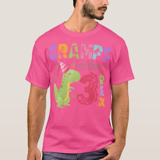 Gramps van de Drie Rex 3e Verjaardag Jongen Dinosa T-shirt (Voorkant)