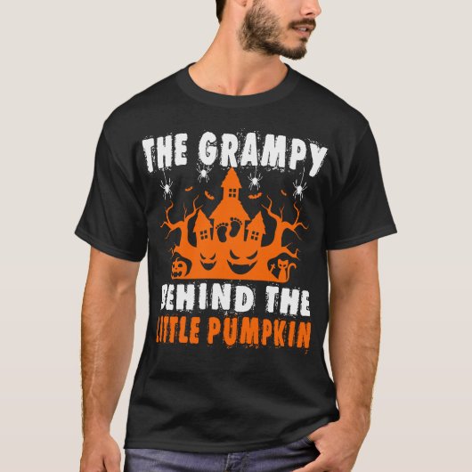 Grampy achter Little Pumpkin Halloween Gift T-shirt (Voorkant)