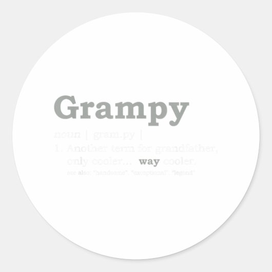 Grampy Design_ Funny Definition Ronde Sticker (Voorkant)