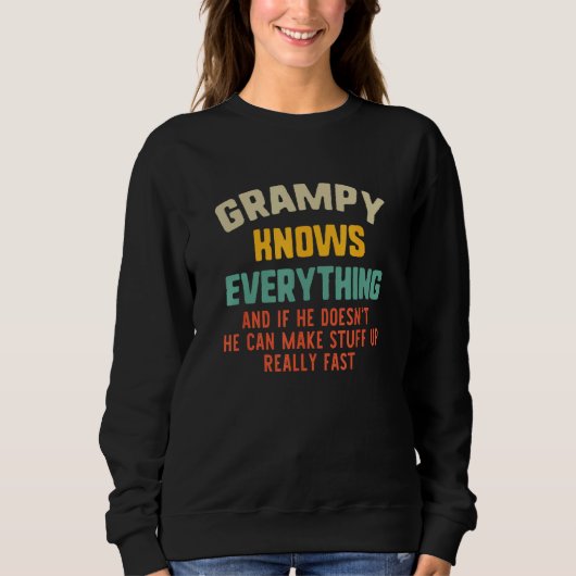 Grampy Knows Everything Vintage Father's Day Funny Trui (Voorkant)