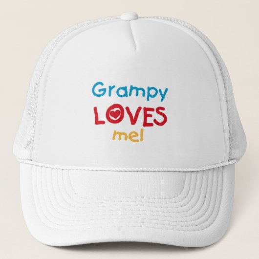 Grampy Loves Me T-shirts en geschenken Trucker Pet (Voorkant)