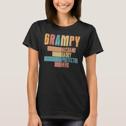 Grampy man papa beschermer held grappige vaders t-shirt (Voorkant)