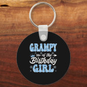 Grampy Of The Birthday Girl Snowflakes Winter Chri Sleutelhanger (Voorkant)