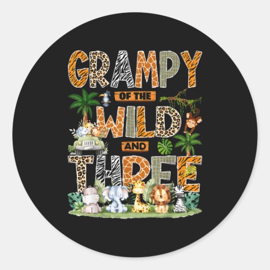Grampy Of The Wild & Three Zoo 3rd Birthday Sa Ronde Sticker (Voorkant)