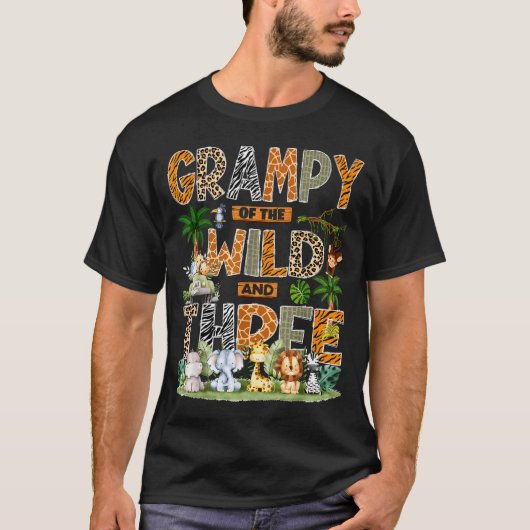 Grampy Of The Wild &amp; Three Zoo 3rd Birthday Sa T-shirt (Voorkant)