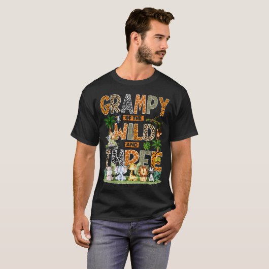 Grampy Of The Wild &amp; Three Zoo 3rd Birthday Sa T-shirt (Voorkant volledig)