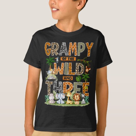 Grampy Of The Wild & Three Zoo 3rd Birthday Sa T-shirt (Voorkant)