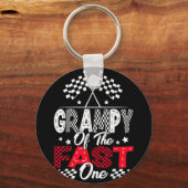 Grampy van de Fast One First Birthday Racing Car F Sleutelhanger (Voorkant)