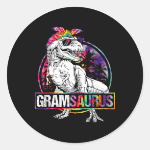 Gramsaurus Dinosaur Gram Saurus Familie Bijpassend Ronde Sticker