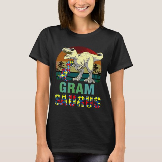 Gramsaurus Dinosaur Rex Gram Saurus Autism Awarene T-shirt (Voorkant)