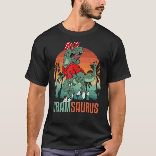 Gramsaurus Rex Gram Saurus Dinosaur Oma Sungla T-shirt (Voorkant)