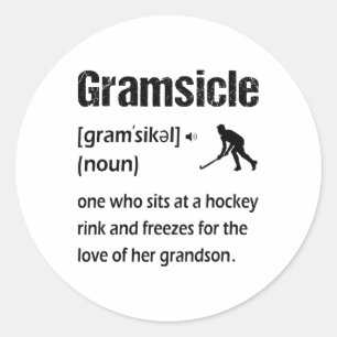 Gramsicle Grappig IJshockey Oma Sicle Definitie Ronde Sticker