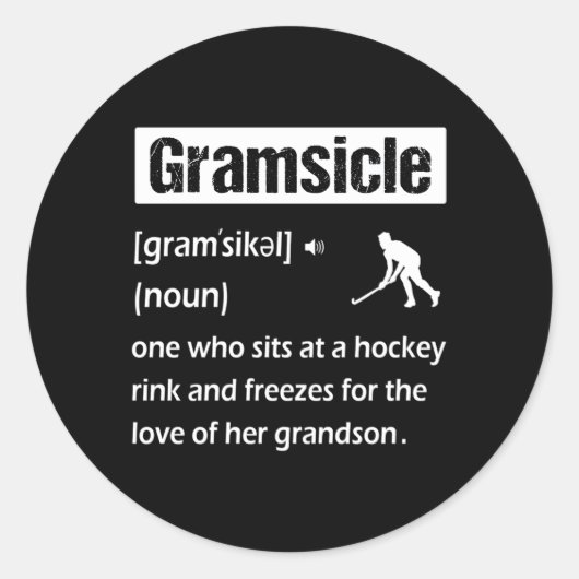 Gramsicle ijshockey oma sikkel definitie ronde sticker (Voorkant)