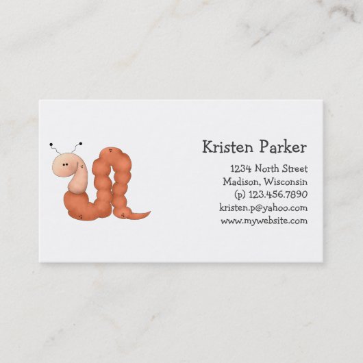 Gramtuin ・ Rode worm Visitekaartje (Voorkant)