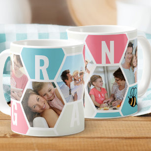 Gran 5 Foto Bewerkbaar 4 Letter Bij en Honingraat Koffiemok