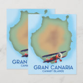 Gran Canaria Canarisch eiland, reisaffiche kunst. (Voorkant / Achterkant)