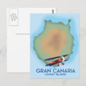 Gran Canaria Canarisch eiland, reisaffiche kunst. Briefkaart (Voorkant / Achterkant)