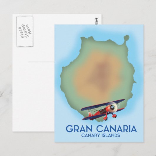 Gran Canaria kanarieeiland, reisposterkunst. Briefkaart (Voorkant / Achterkant)