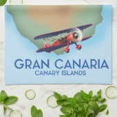 Gran Canaria kanarieeiland, reisposterkunst. Theedoek (Gevouwen)