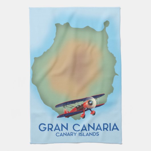 Gran Canaria kanarieeiland, reisposterkunst. Theedoek (Verticaal)
