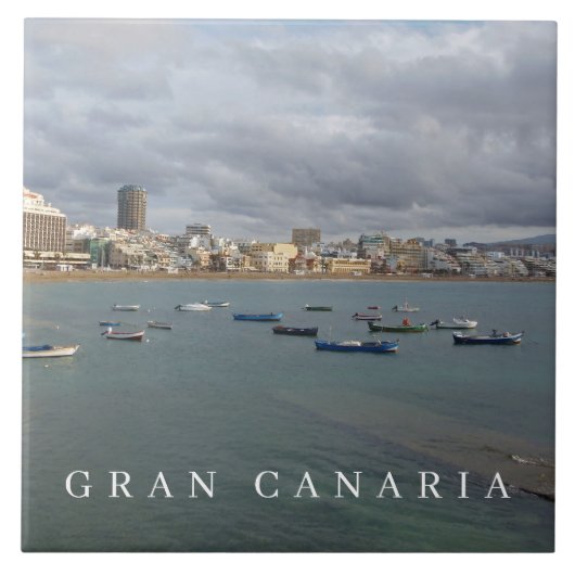Gran Canaria Las Canteras Boten uitzicht keramisch Tegeltje (Voorkant)