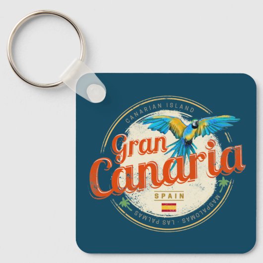 Gran Canaria Parrot Canarische Eilanden Spanje Vin Sleutelhanger (Voorkant)