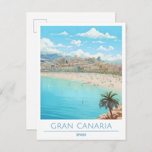 Gran Canaria Spanje Vintage Travel Briefkaart (Voorkant / Achterkant)