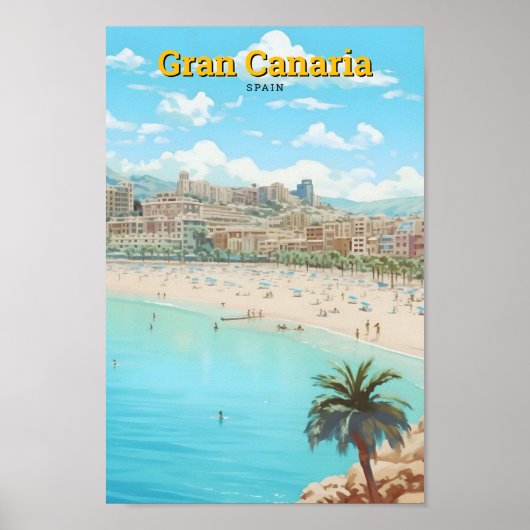 Gran Canaria Spanje Vintage Travel Poster (Voorkant)