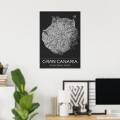 Gran Canaria Vintage Travel Map Poster (Thuiskantoor)