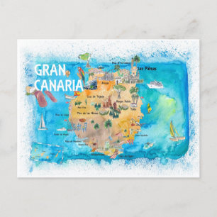 Gran Canarias Spanje Illustrate Map Briefkaart