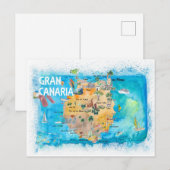 Gran Canarias Spanje Illustrate Map Briefkaart (Voorkant / Achterkant)