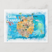 Gran Canarias Spanje Illustrate Map Briefkaart (Voorkant)