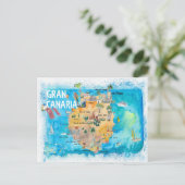 Gran Canarias Spanje Illustrate Map Briefkaart (Staand voorkant)