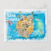 Gran Canarias Spanje Illustrate Map Briefkaart (Voorkant)