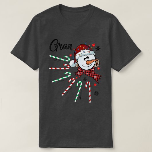 Gran Snowman Candy Cane Christmas Xmas Funny T-shirt (Design voorkant)