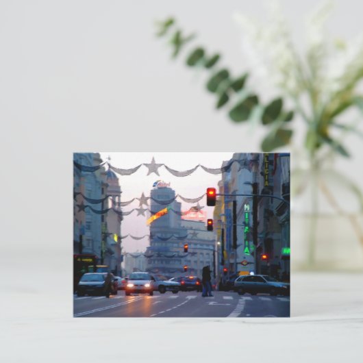 Gran Vía de Madrid en Navidad Briefkaart (Staand voorkant)