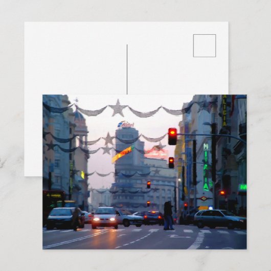 Gran Vía de Madrid en Navidad Briefkaart (Voorkant / Achterkant)