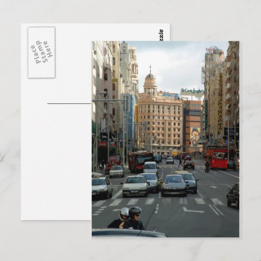 Gran Vía de Madrid, España Briefkaart (Voorkant / Achterkant)